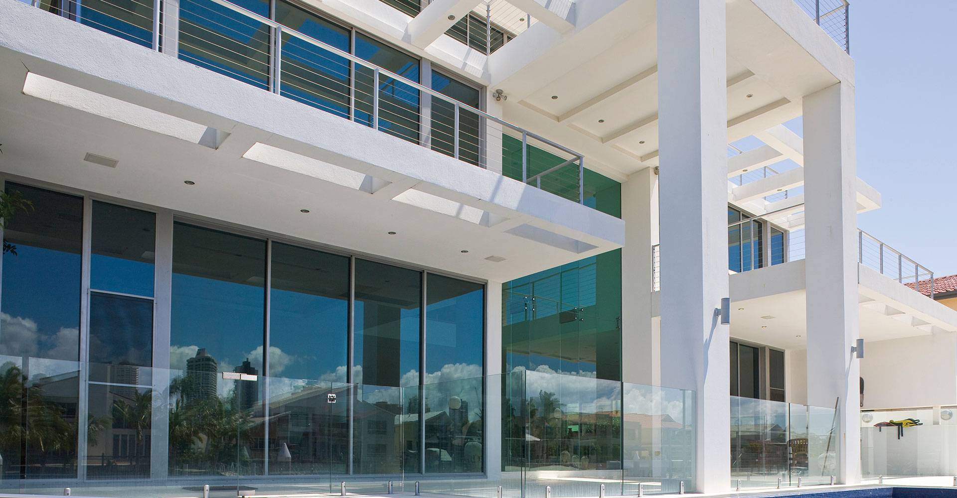 Living room with tinted windows